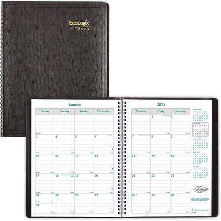Rediformof Rediformof REDCB435WBLK 11 x 8.5 in. Ecologix 14-month Monthly Planner; Black CB435W.BLK